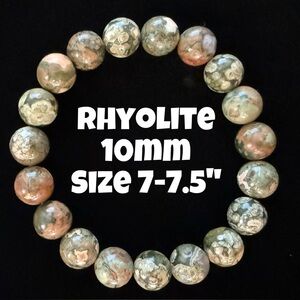 Authentic Rhyolite 10mm‎ Beaded Stretch Bracelet by Bombshell Beads